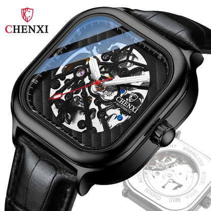 CHENXI T5 Leather Watch, Black